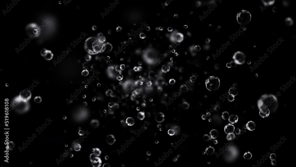 Water drops flying in super slow motion, 3D Rendering.
