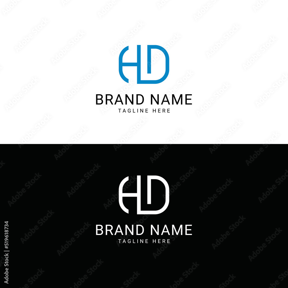 H D letter logo vector design template