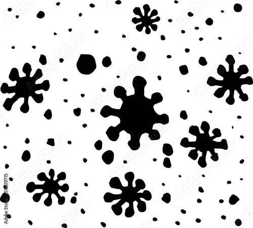 Virus particles fly in the air. Coronavirus. Monkeypox.
Vector illustration.