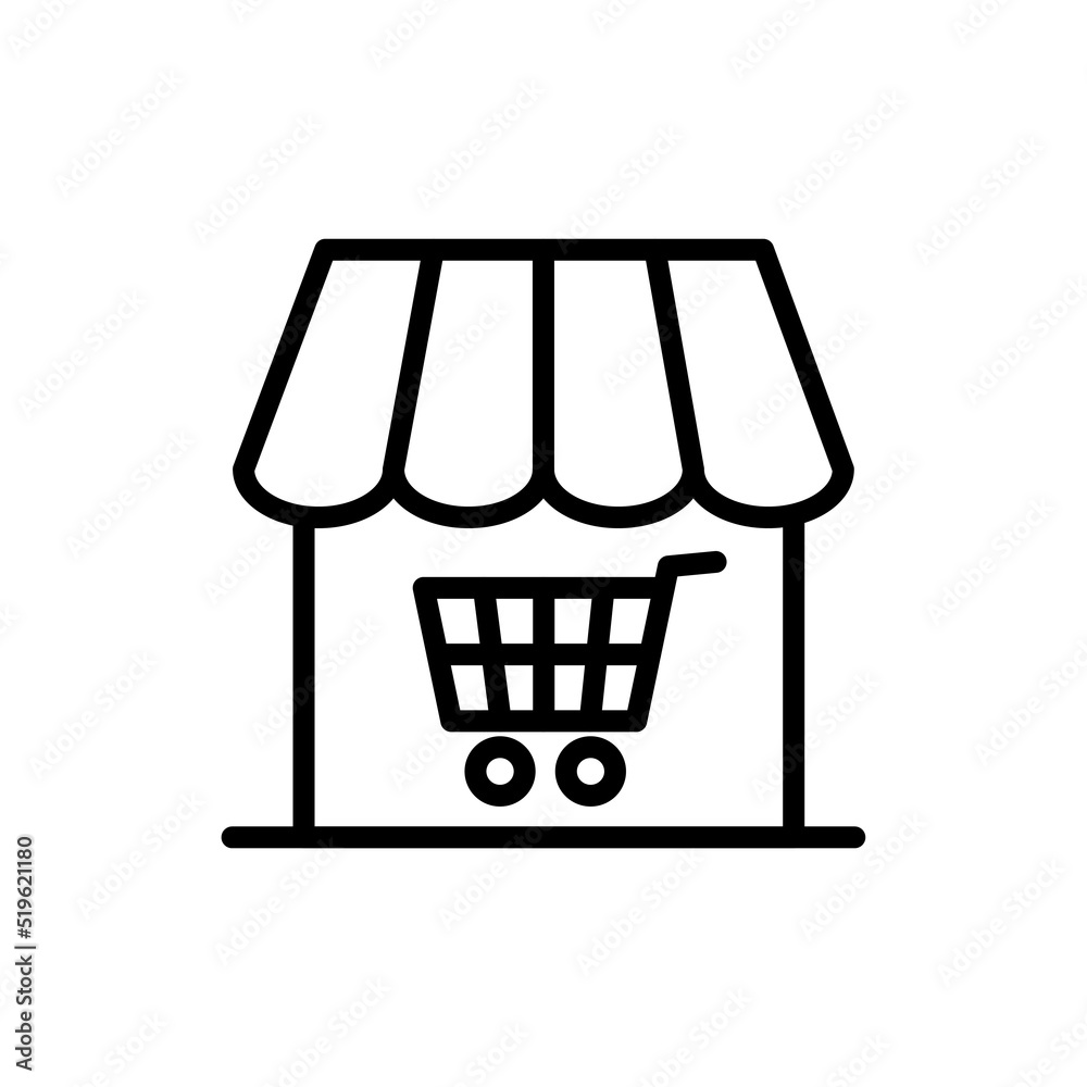Icono de tienda online con carrito de compras Icono de tienda online con carrito de compras