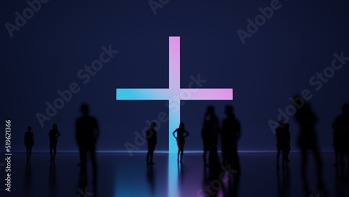 3d rendering people in front of plus symbol on background