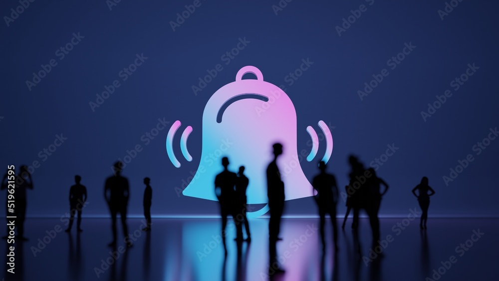 3d rendering people in front of symbol of alarm on background 3d rendering people in front of symbol of alarm on background