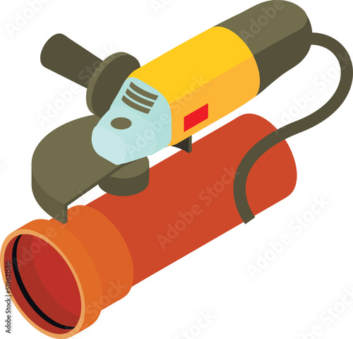 Electric equipment icon isometric vector. Electric sander and part of pipe icon. Angle grinder, construction and repair work