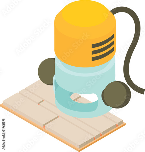 Industrial tool icon isometric vector. Wired plunge router and floor tiles icon. Electric equipment, construction and repair work