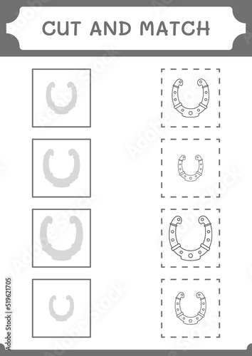 Cut and match parts of Horseshoe, game for children. Vector illustration, printable worksheet