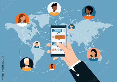 Business smart.  Mobile marketing online. Working on mobile concept and technology online communication connection concept. Vector flat