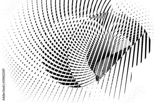 Abstract halftone dots and lines background, geometric dynamic pattern, vector modern design texture.