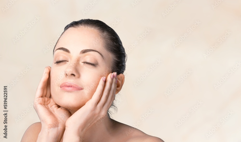 Beautiful young woman with clean fresh skin, Face care, Facial treatment, Cosmetology, beauty and spa Beautiful young woman with clean fresh skin, Face care, Facial treatment, Cosmetology, beauty and spa