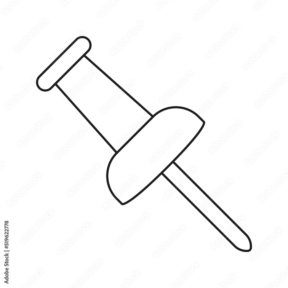 Push pin isolated on white background. Vector illustration Push pin isolated on white background. Vector illustration
