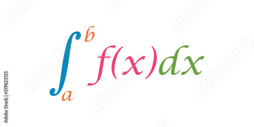 Integral of function symbol mathematics vector illustration isolated on white background