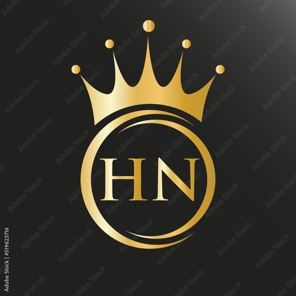 Letter HN Crown Logo. Royal Crown Logo for Spa, Yoga, Beauty, Fashion, Star, Elegant, Luxury Sign Letter HN Crown Logo. Royal Crown Logo for Spa, Yoga, Beauty, Fashion, Star, Elegant, Luxury Sign