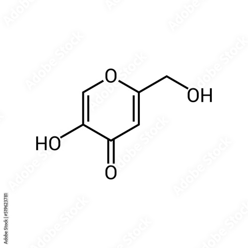 chemical structure of Kojic acid (C6H6O4)