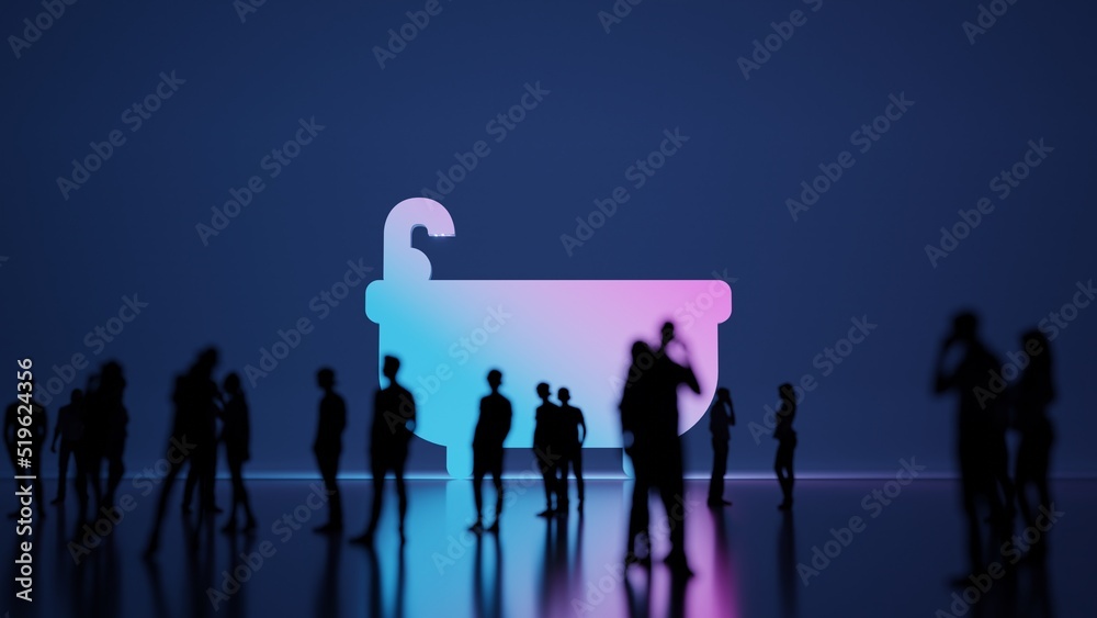 3d rendering people in front of symbol of bathtub on background 3d rendering people in front of symbol of bathtub on background