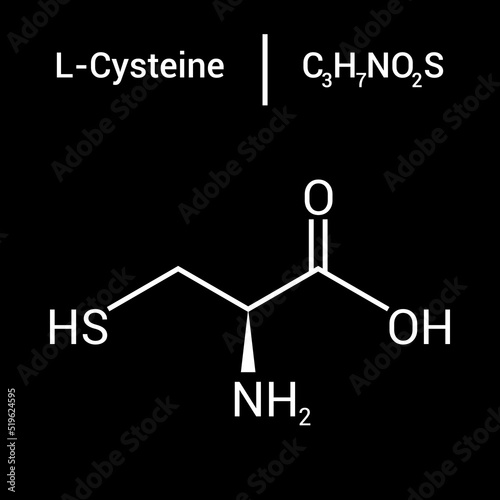 chemical structure of L-cysteine (C3H7NO2S)