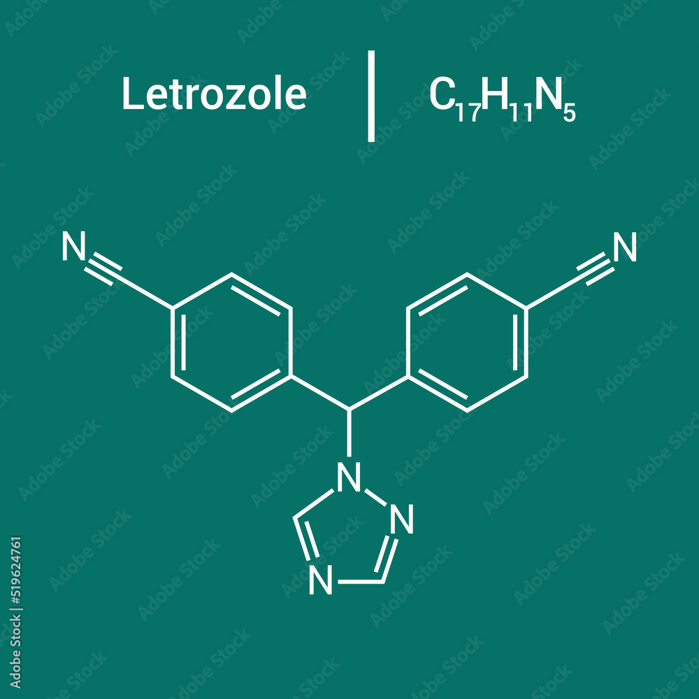 Fototapeta premium chemical structure of Letrozole (C17H11N5)