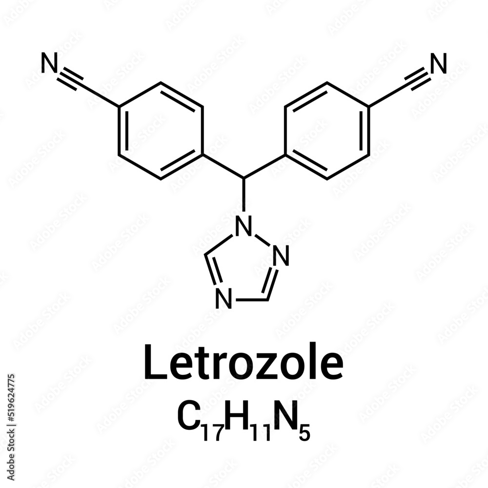 Fototapeta premium chemical structure of Letrozole (C17H11N5)