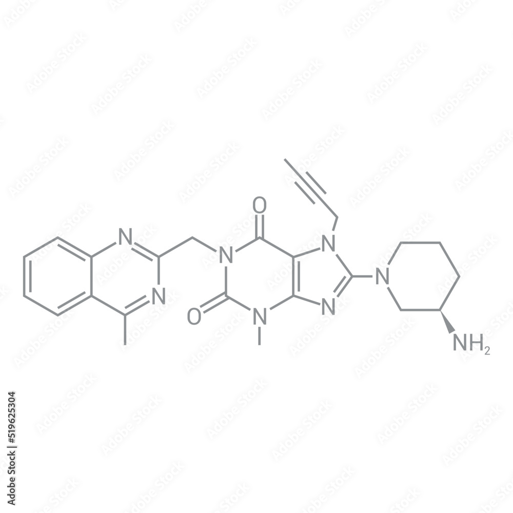 Fototapeta premium chemical structure of Linagliptin (C25H28N8O2)