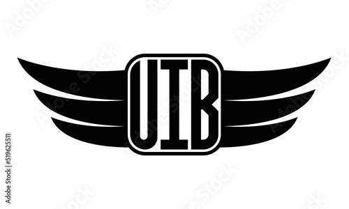 UIB three Letter wing minimalist creative concept icon eagle symbol professional black and white logo design, Vector template photo