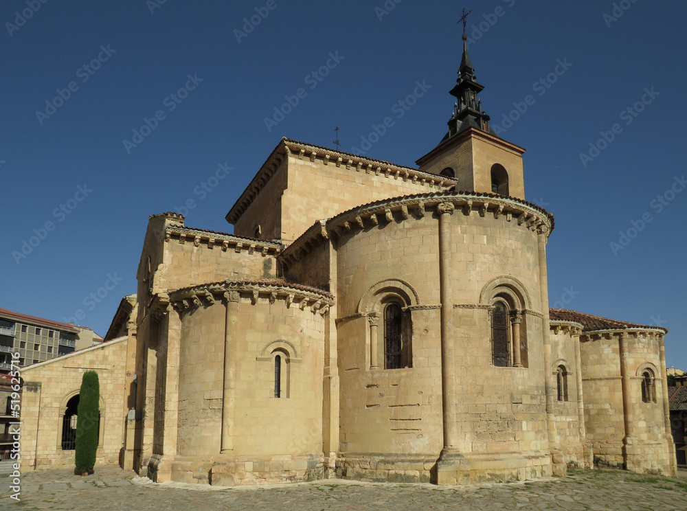 Romanesque church of San Millan. (12 century). View of the apses.
Historic city of Segovia. Spain.  