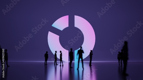 3d rendering people in front of symbol of pie chart on background