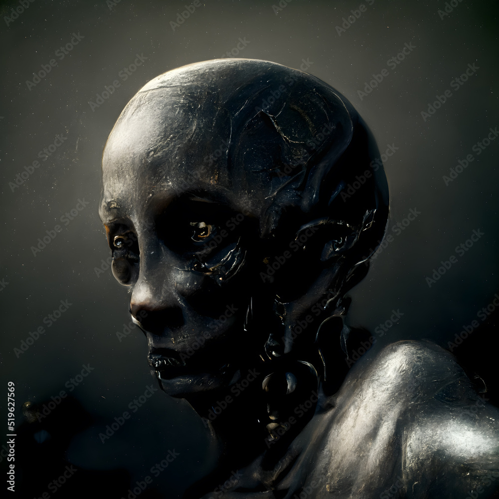 Dramatic Portrait of a Zombified Mummy 3D Illustration  