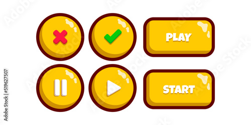 collection of glass buttons for mobile development, casual games, ui kit