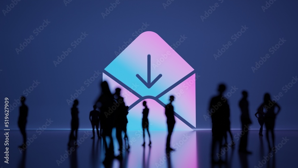 Fototapeta premium 3d rendering people in front of symbol of paper open envelope on background