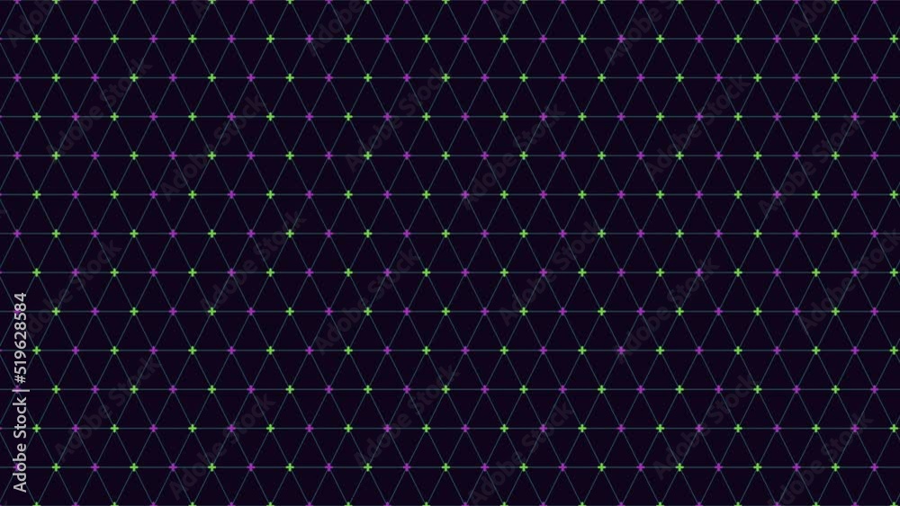 Colorful crosses pattern with connected lines, motion abstract corporate, game and futuristic style background