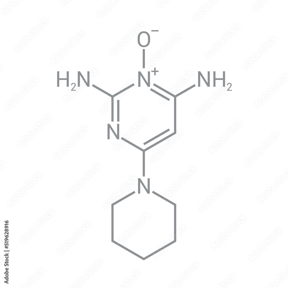 chemical structure of Minoxidil (C9H15N5O)