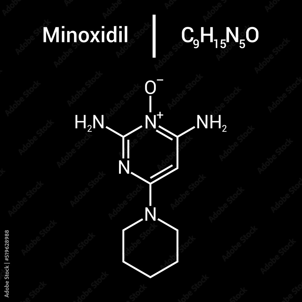 Fototapeta premium chemical structure of Minoxidil (C9H15N5O)