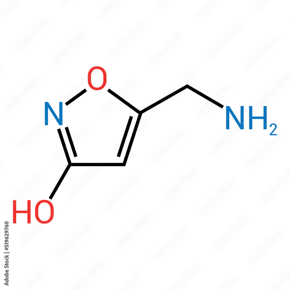 chemical structure of Muscimol (C4H6N2O2)