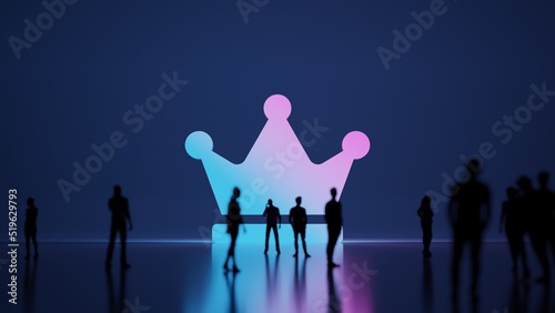 3d rendering people in front of symbol of crown on background photo