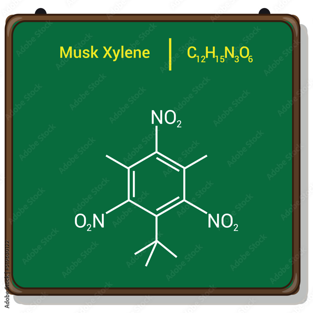 chemical structure of Musk xylene (C12H15N3O6) Векторный объект Stock |  Adobe Stock