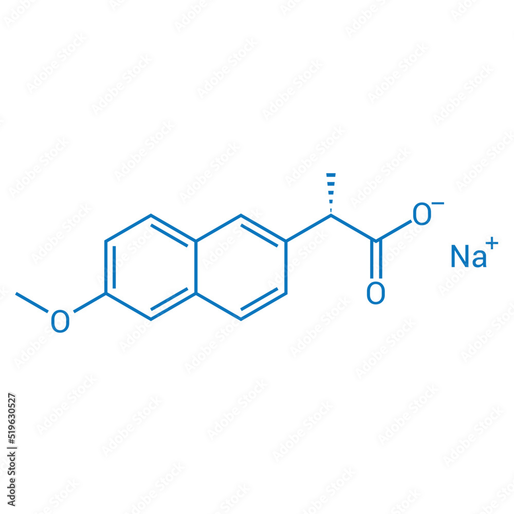chemical structure of naproxen sodium (C14H13NaO3)