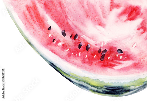 Juicy watermelon pulp on a white background.