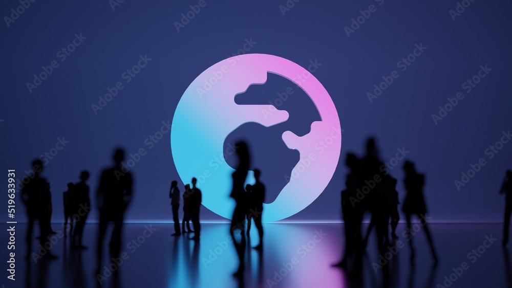 3d rendering people in front of symbol of globe Africa on background 3d rendering people in front of symbol of globe Africa on background