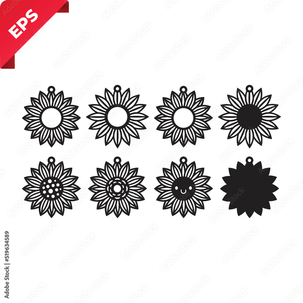 Fototapeta premium Set of sunflower vector