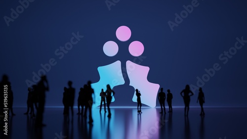 3d rendering people in front of symbol of holly berry on background