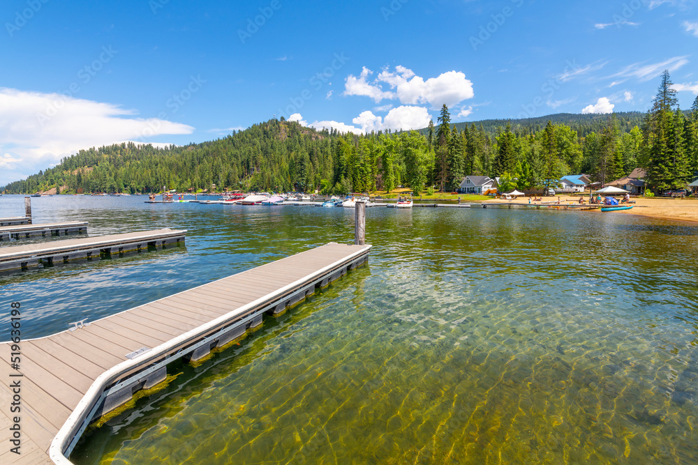 Summer fun at Cavanaugh Bay on Priest Lake as local Idahoans and tourists enjoy the lakefront