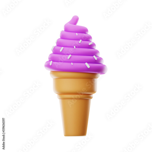 ice cream food and drink icon 3d rendering on isolated background