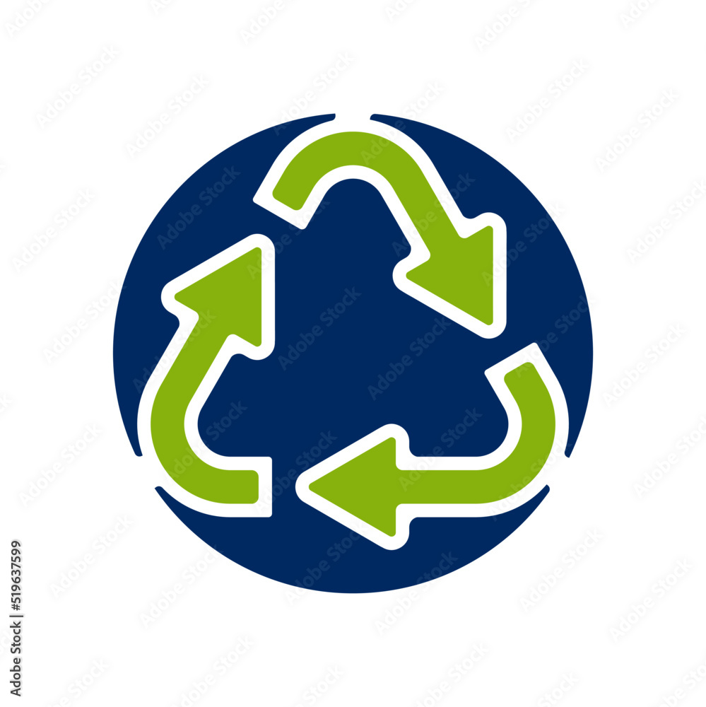 Recycle Sign Symbol With Blue Eart Circle Vector Illustration Recycle Sign Symbol With Blue Eart Circle Vector Illustration
