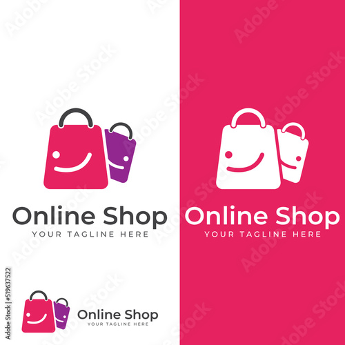 Shopping bag and online shopping cart logo.Logo suitable for sale,discount,shop.With vector illustration editing.
