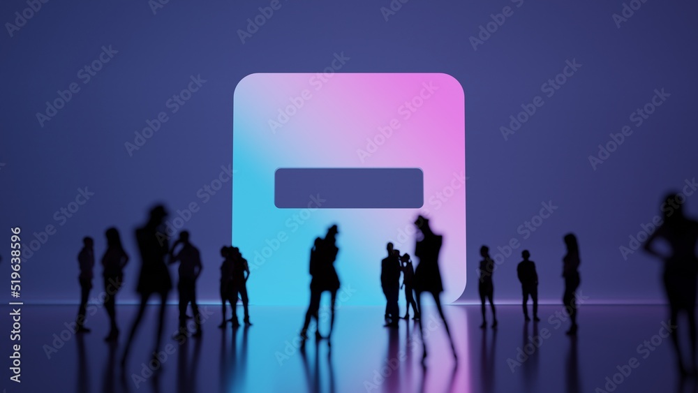 © Destrosvet - 3d rendering people in front of symbol of minus square on background