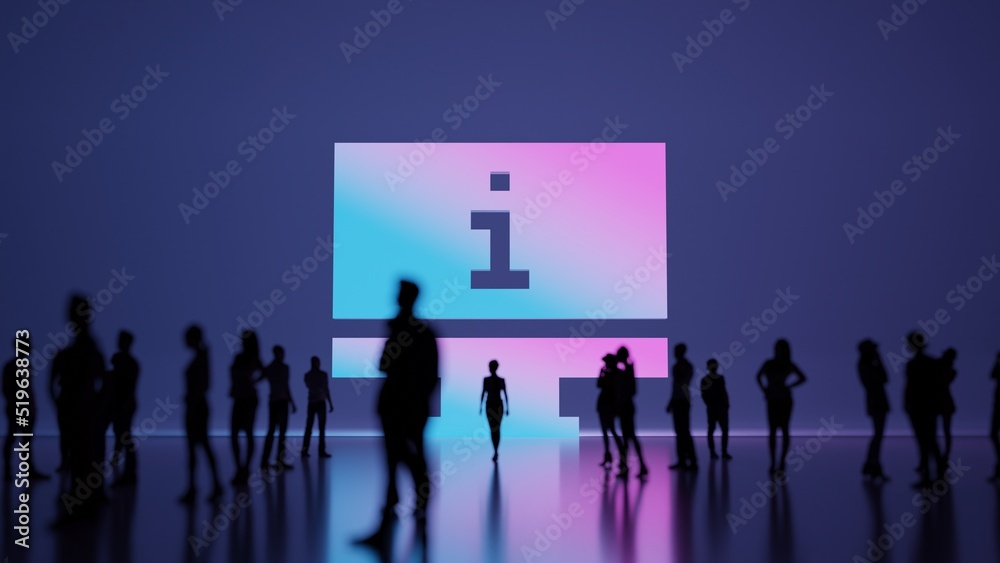 3d rendering people in front of symbol of monitor on background