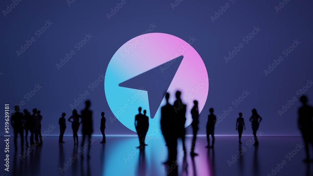 3d rendering people in front of symbol of navigation on background 3d rendering people in front of symbol of navigation on background