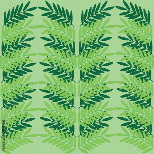 Fototapeta Naklejka Na Ścianę i Meble -  a fern leaf highlighted on a green background.