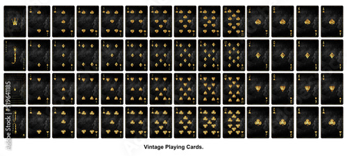 Set of playing grunge, vintage cards. Isolated on white background. Playing cards. Design
