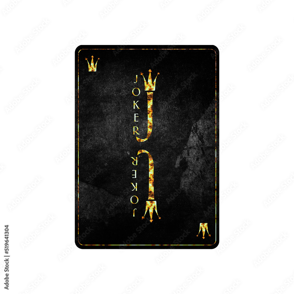 Joker, grunge card isolated on white background. Playing cards. Design element.