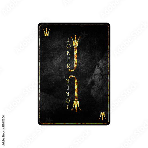 Joker, grunge card isolated on white background. Playing cards. Design element.