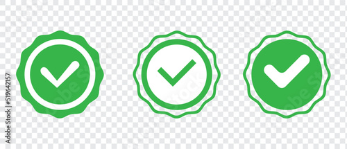 Profile verification check marks icons. Profile verification icons. Set of blue check mark badge icons. Vector illustration. EPS 10